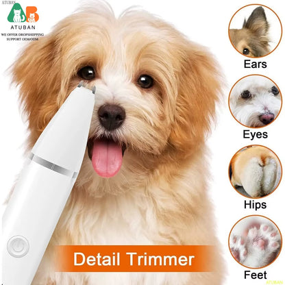 Dog Clippers Grooming Kit Hair Clipper-Low Noise Paw Trimmer-Cordless Quiet Nail Grinder Shaver for Cats and Other Pets
