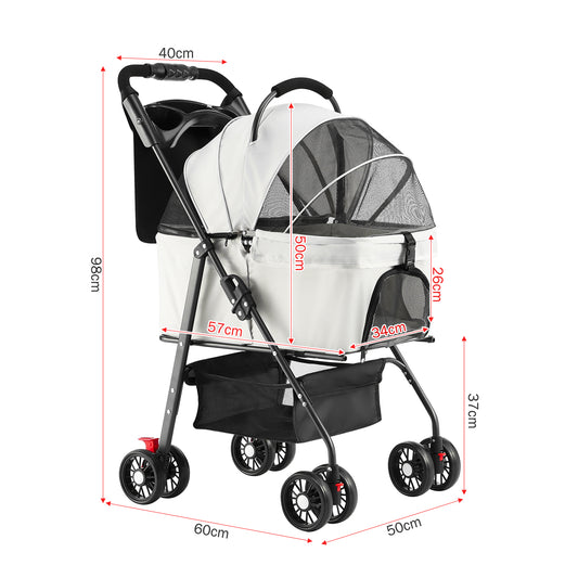 Hundewagen Hundebuggy Katzen Pet Stroller Mit 4 Rädern 360° Klappbar Oxford 15Kg