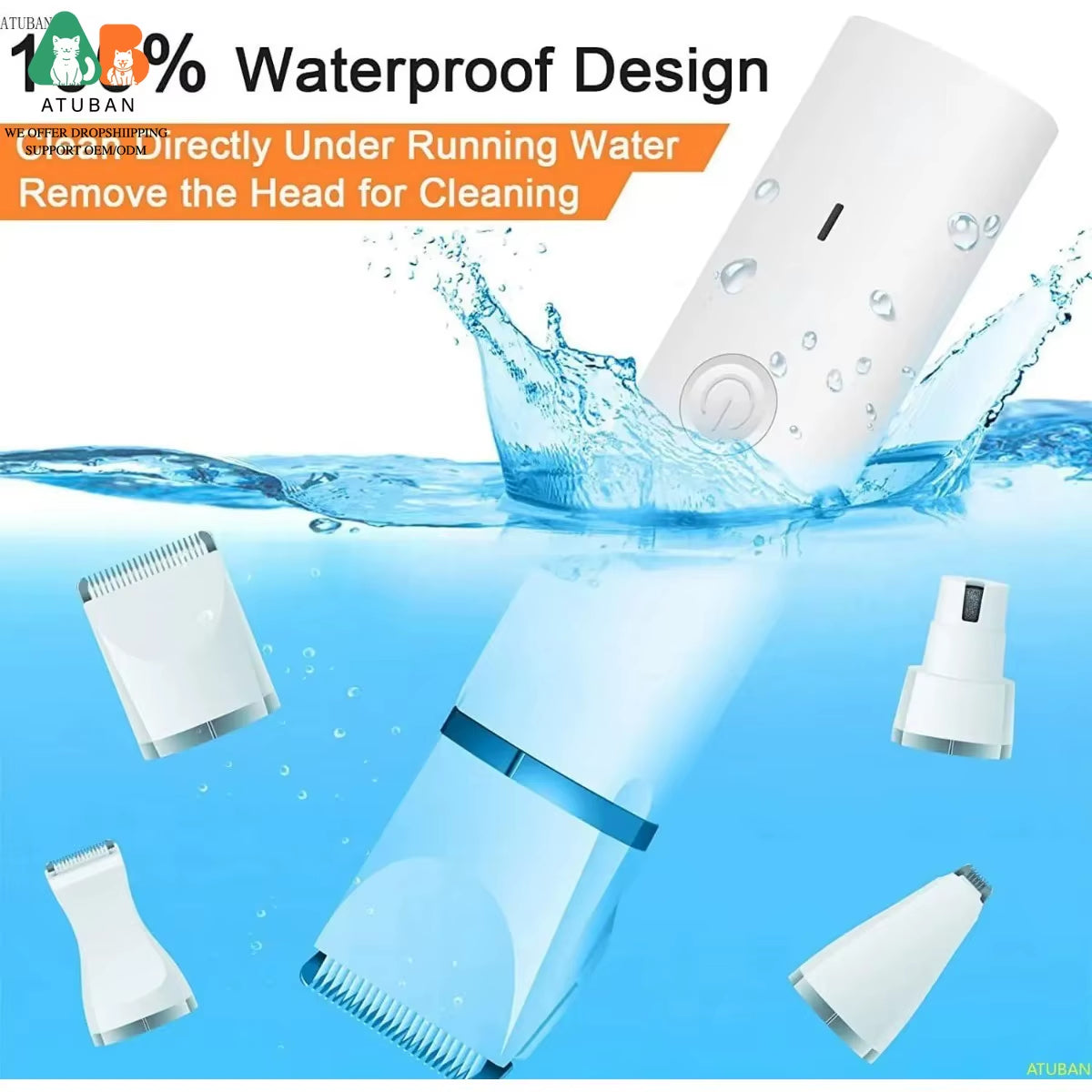 Dog Clippers Grooming Kit Hair Clipper-Low Noise Paw Trimmer-Cordless Quiet Nail Grinder Shaver for Cats and Other Pets